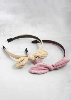 Textured Fabric Knotted Bow Headband