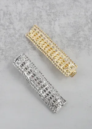 Textured Wavy Rectangular Hair Clip