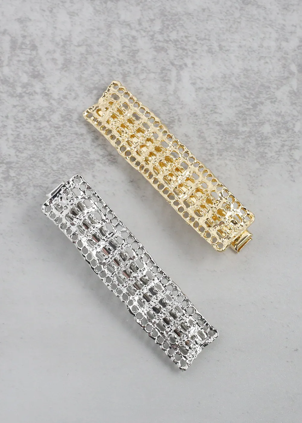 Textured Wavy Rectangular Hair Clip