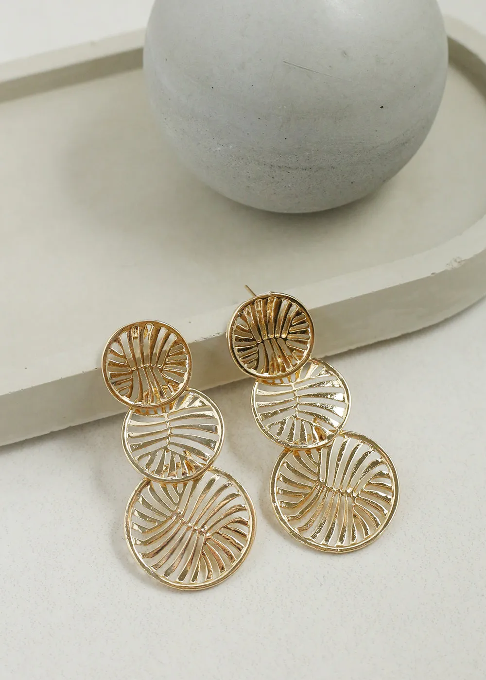 Triple Disc Dangle Earrings