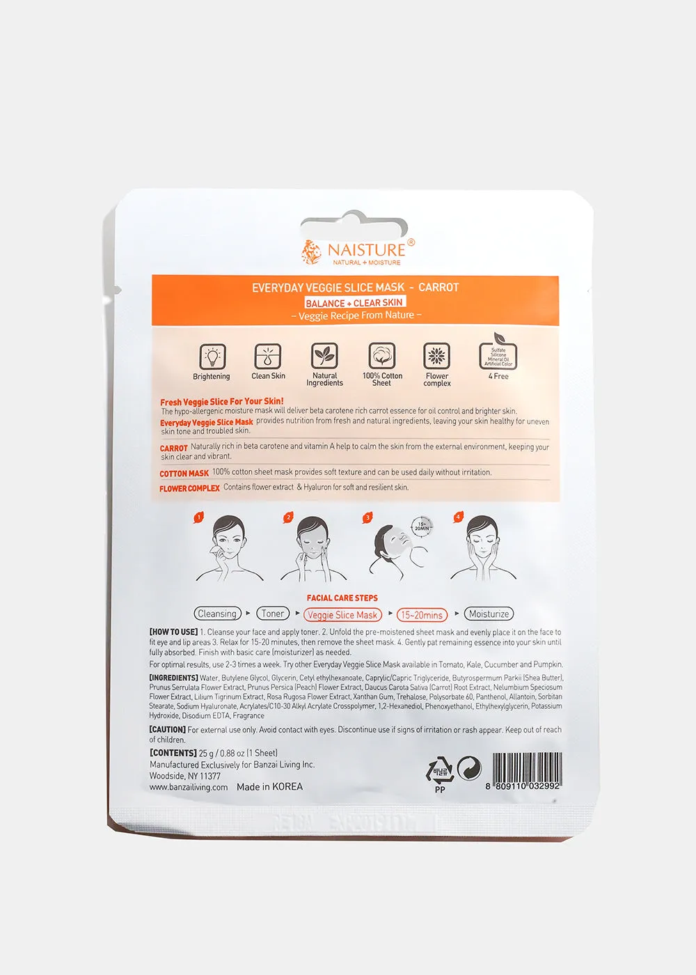 Veggie Sheet Mask - Carrot