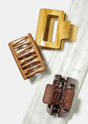 Wood Style Rectangle Hair Claw