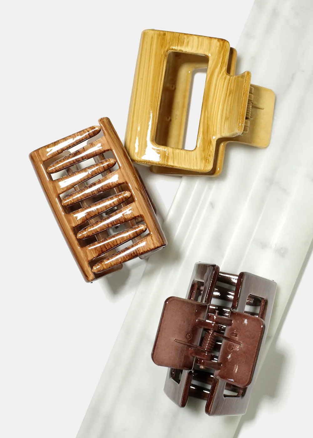 Wood Style Rectangle Hair Claw
