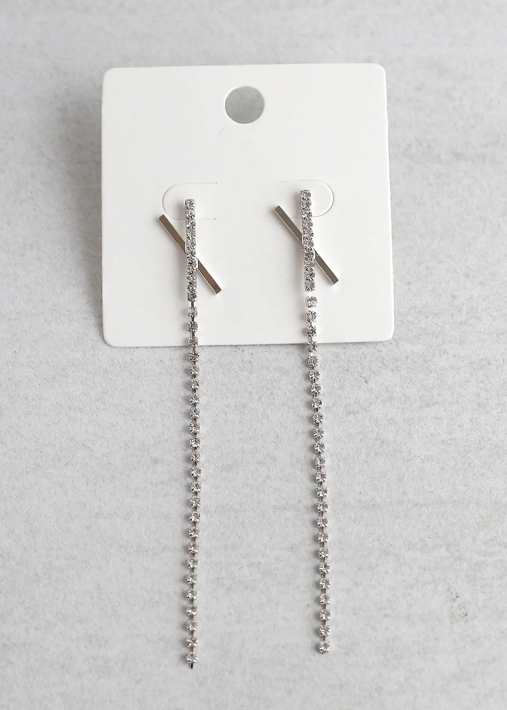 X Dangle Rhinestone Earrings
