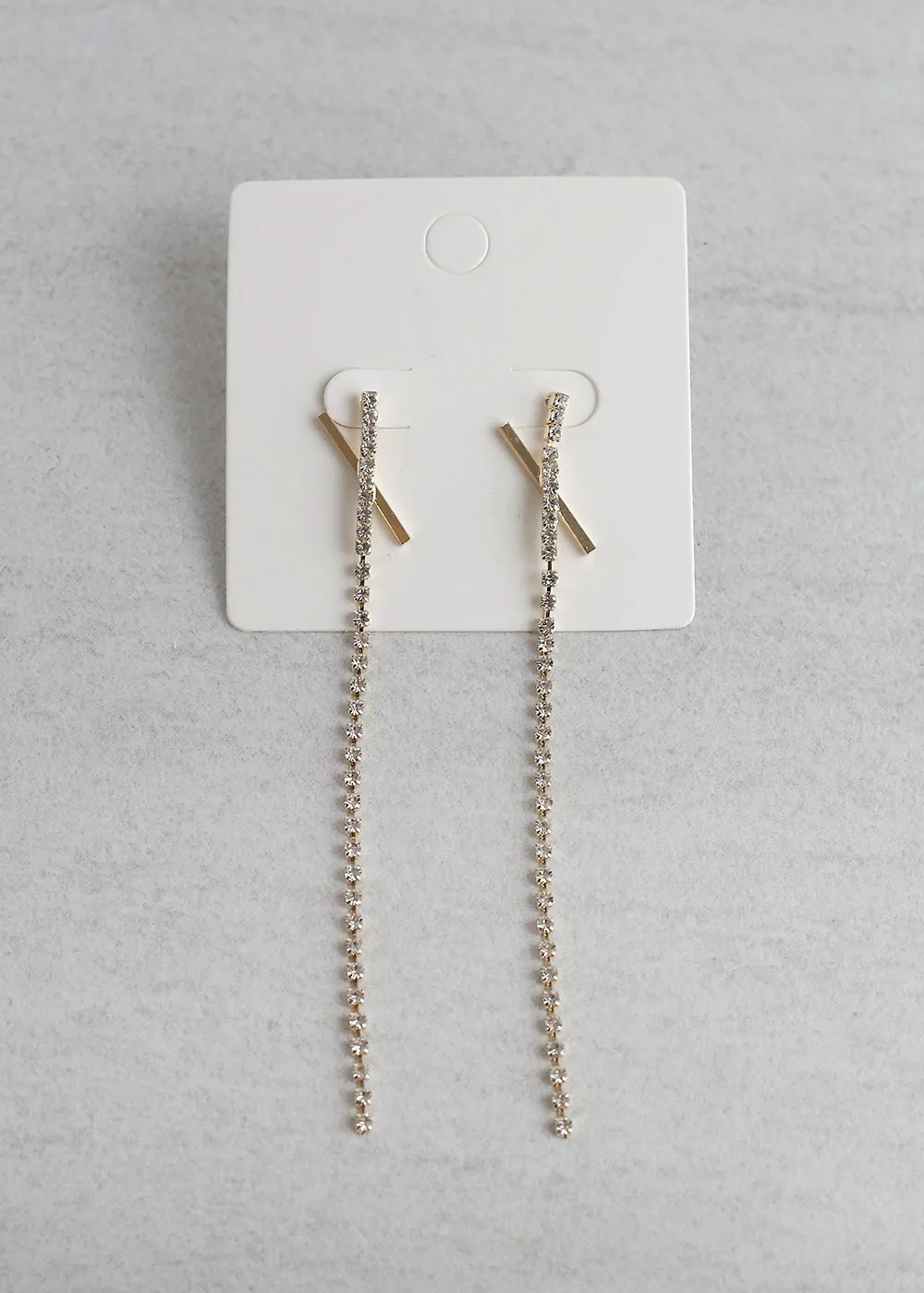 X Dangle Rhinestone Earrings