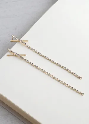 X Dangle Rhinestone Earrings